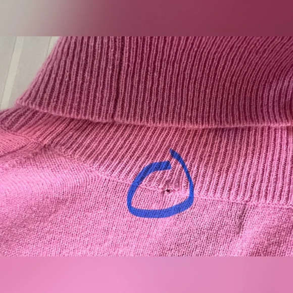 EVIE Cashmere Wool Blend Turtleneck Sweater Pink Large - Picture 6 of 15